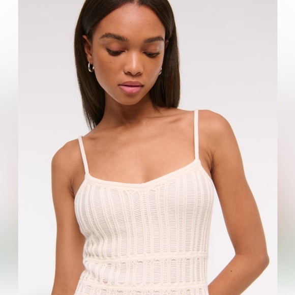 NWT Abercrombie & Fitch Crochet-Style Maxi Dress Cream Women’s Size Large - Picture 5 of 13